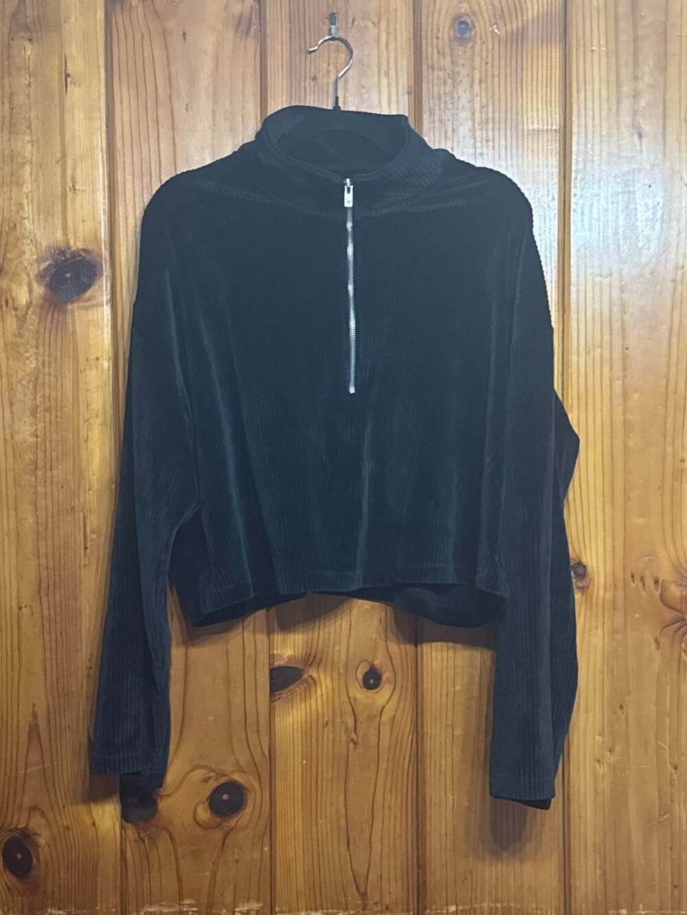 Fabletics Plush Rib Half Zip Sweatshirt XXL/1X Black Pullover Crop